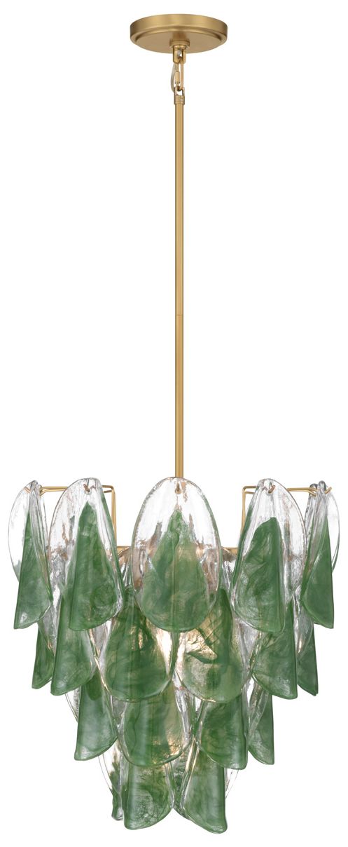 Metropolitan Verla Crest 5-Lt 18-in Legacy Brass Pendant with Green Glass