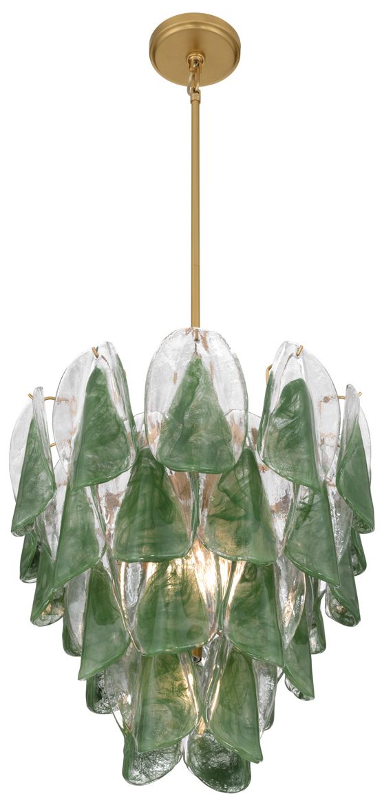 Image 2 Metropolitan Verla Crest 5-Lt 18-in Legacy Brass Pendant with Green Glass more views