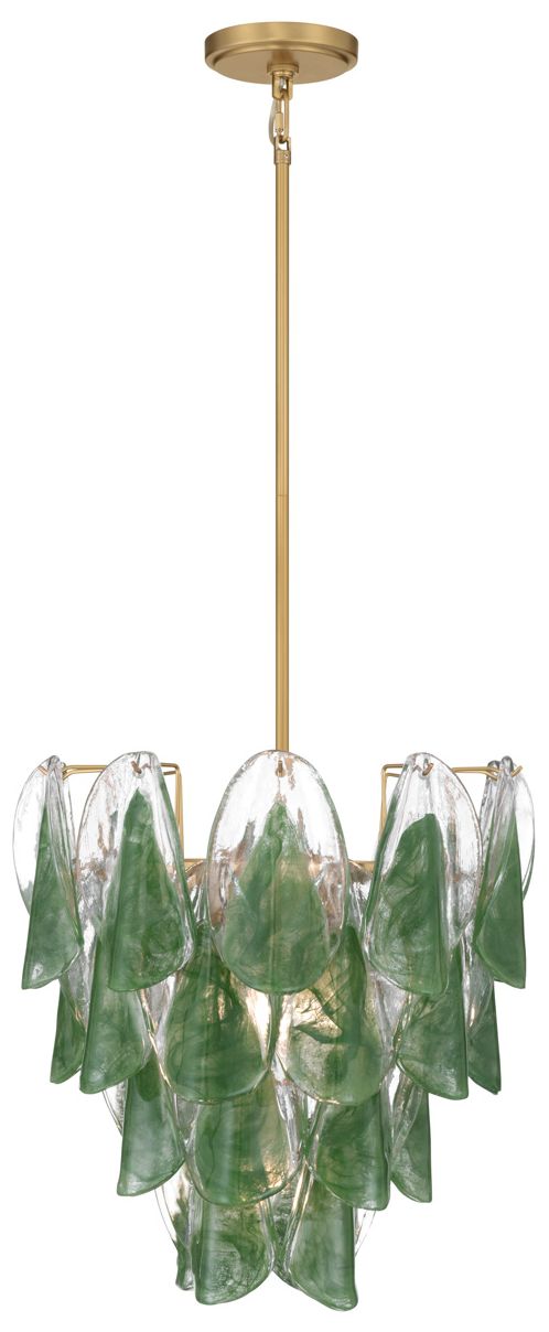 Image 4 Metropolitan Verla Crest 5-Lt 18-in Legacy Brass Pendant with Green Glass more views