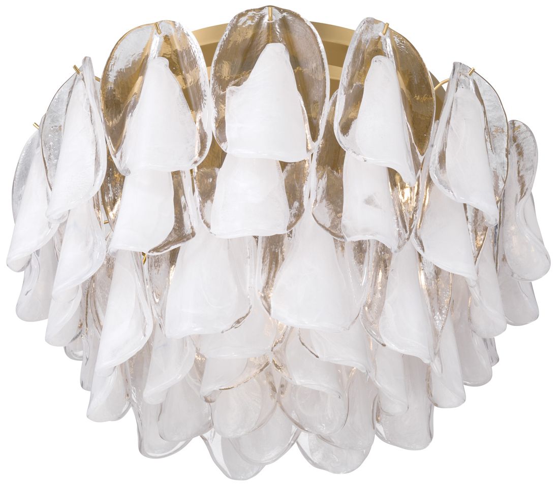 Image 2 Metropolitan Verla Crest 6-Lt 24.25-in Brass Flush Mount with White Glass