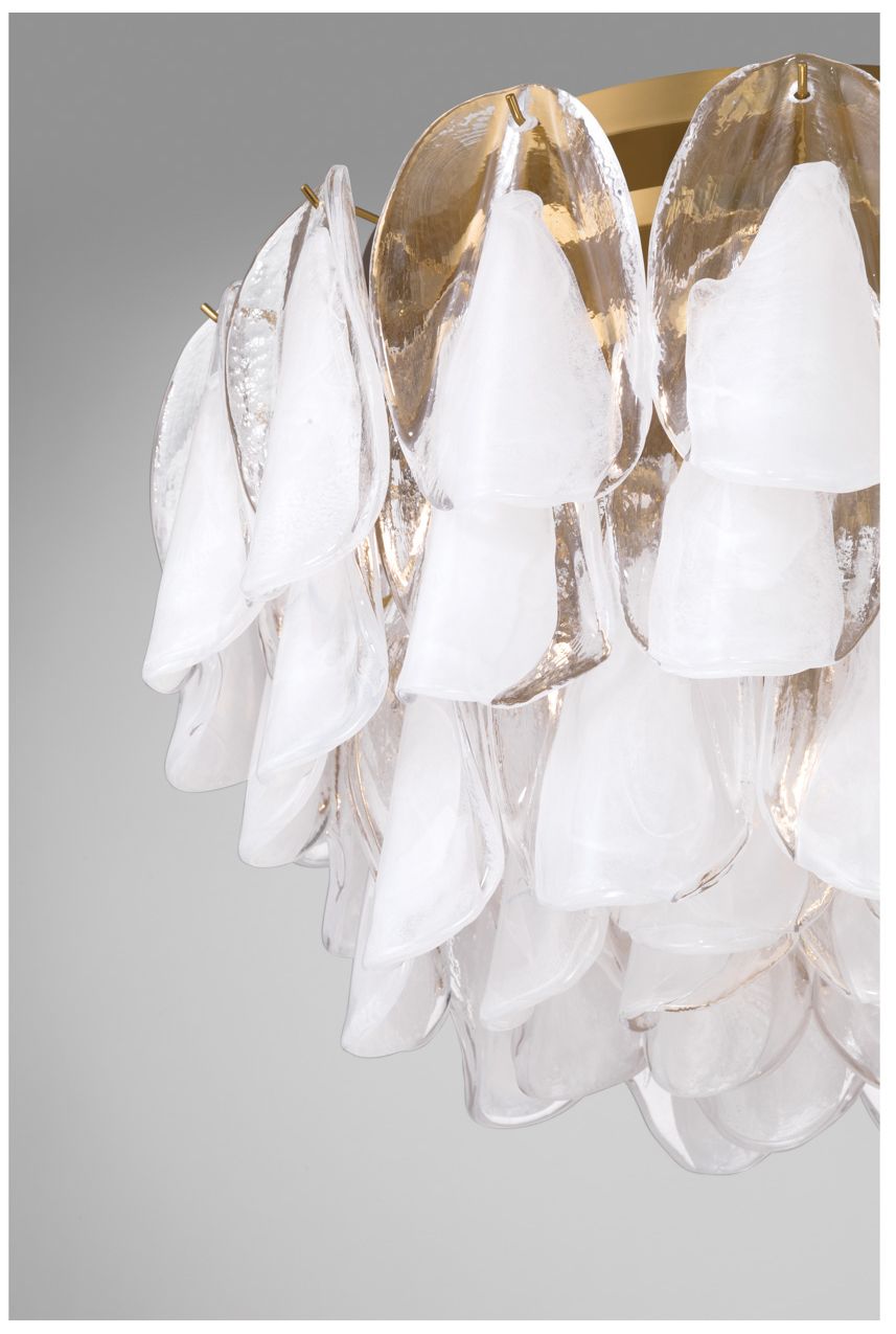 Image 5 Metropolitan Verla Crest 6-Lt 24.25-in Brass Flush Mount with White Glass more views