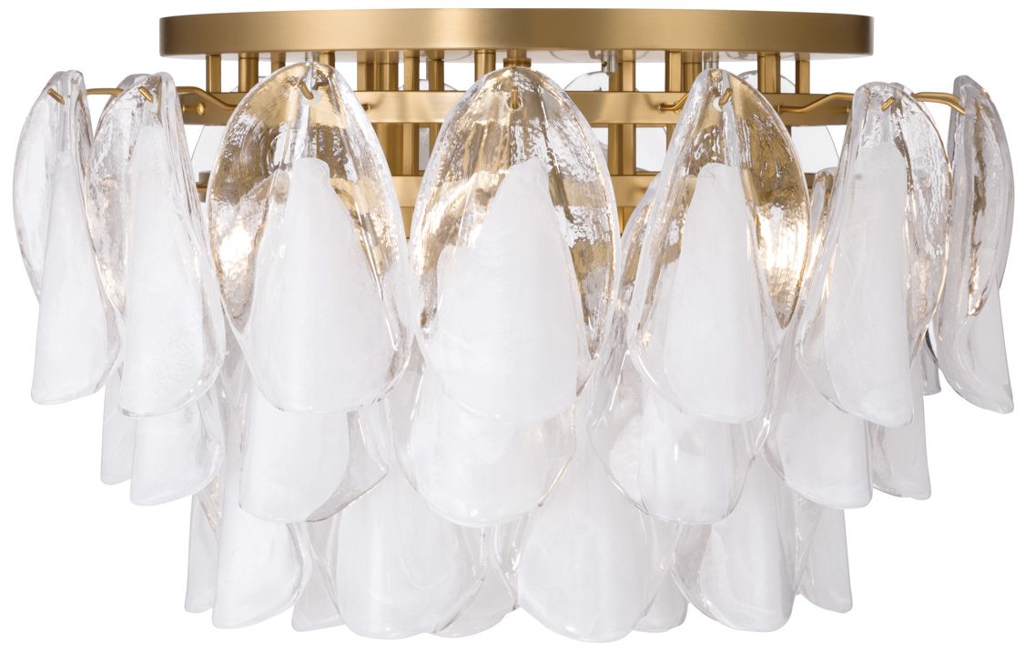 Image 6 Metropolitan Verla Crest 6-Lt 24.25-in Brass Flush Mount with White Glass more views