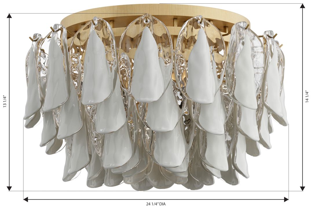 Image 7 Metropolitan Verla Crest 6-Lt 24.25-in Brass Flush Mount with White Glass more views