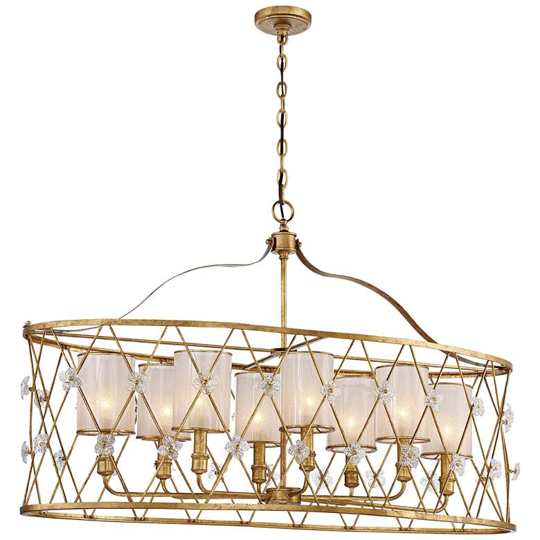 Image 2 Metropolitan Victoria Park 43" Gold and Iris Glass Oval Pendant Light