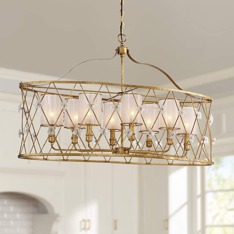 Image 1 Metropolitan Victoria Park 43" Gold and Iris Glass Oval Pendant Light