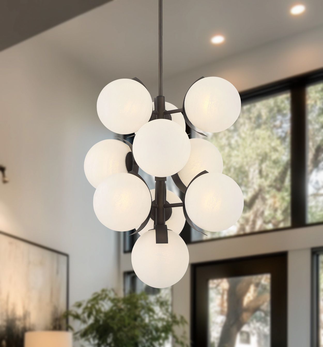 Metropolitan Vino 10-Lt 24.75-in Dark Bronze Pendant with Alabaster Shade