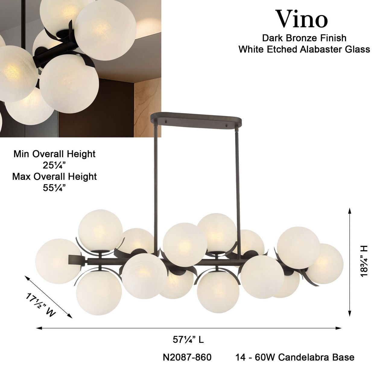 Metropolitan Vino 14-Light 17.5-in Dark Bronze Indoor Island Chandelier