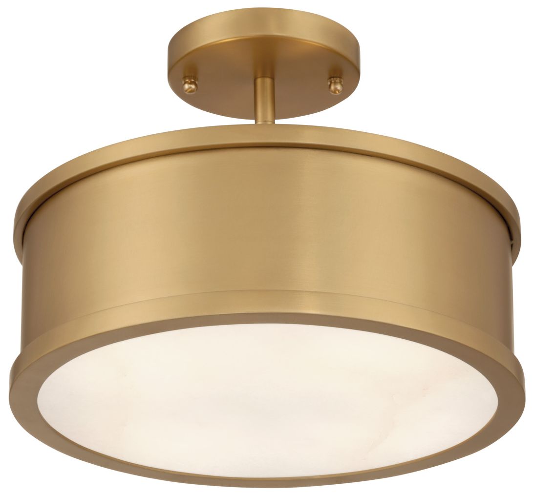 Image 2 Metropolitan Wynn 2-Lt 12-in Legacy Brass Semi-Flush with Alabaster Shade