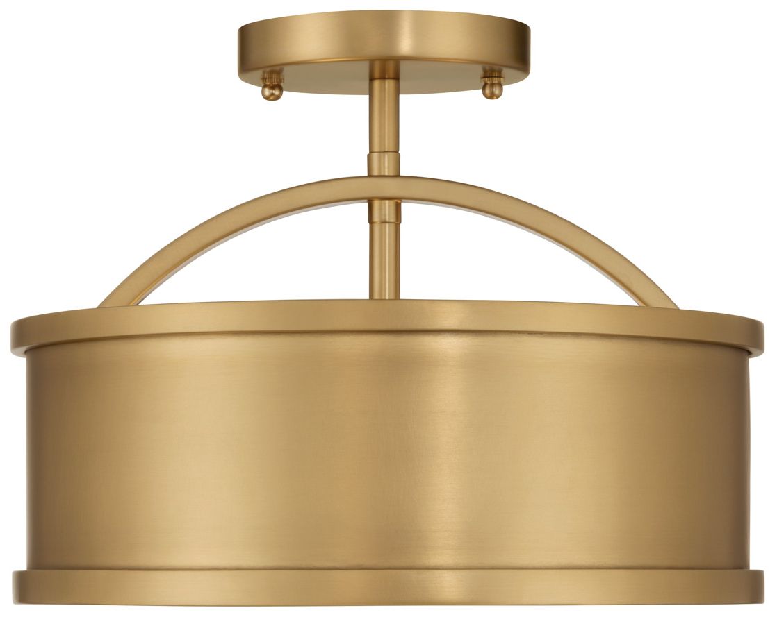 Image 7 Metropolitan Wynn 2-Lt 12-in Legacy Brass Semi-Flush with Alabaster Shade more views