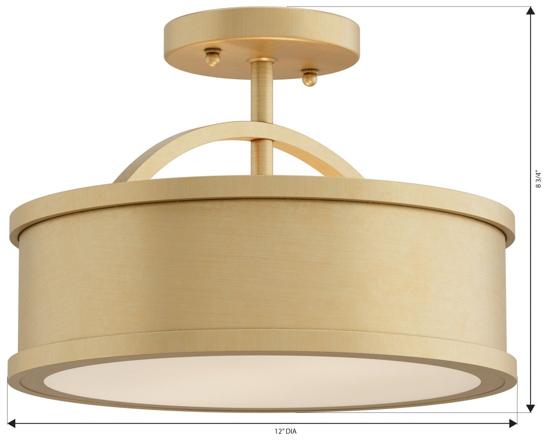 Metropolitan Wynn 2-Lt 12-in Legacy Brass Semi-Flush with Alabaster Shade