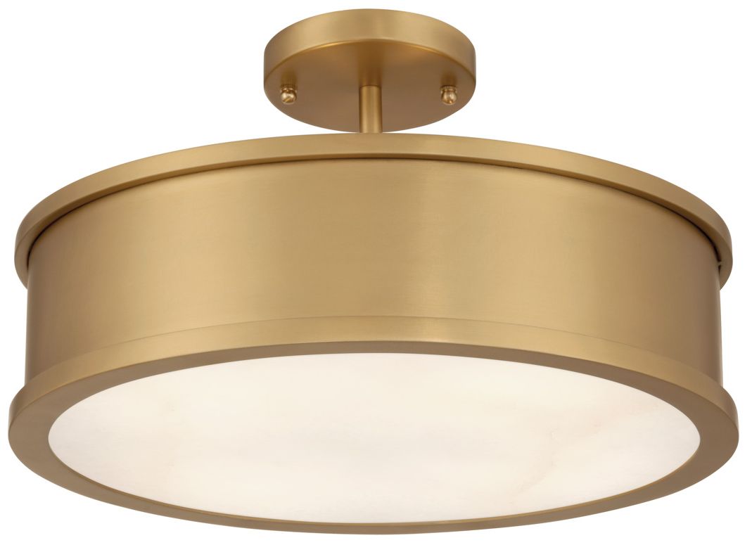 Image 2 Metropolitan Wynn 4-Lt 16-in Legacy Brass Semi-Flush with Alabaster Shade