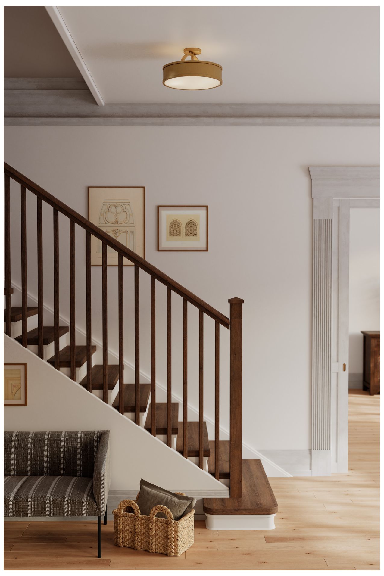 Image 4 Metropolitan Wynn 4-Lt 16-in Legacy Brass Semi-Flush with Alabaster Shade more views