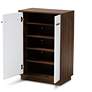 Mette White and Walnut 5-Shelf Wood Entryway Shoe Cabinet