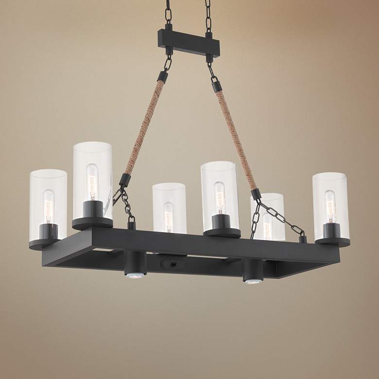 Image 1 Metuchen 34 inch Wide Bronze Kitchen Island Light Chandelier