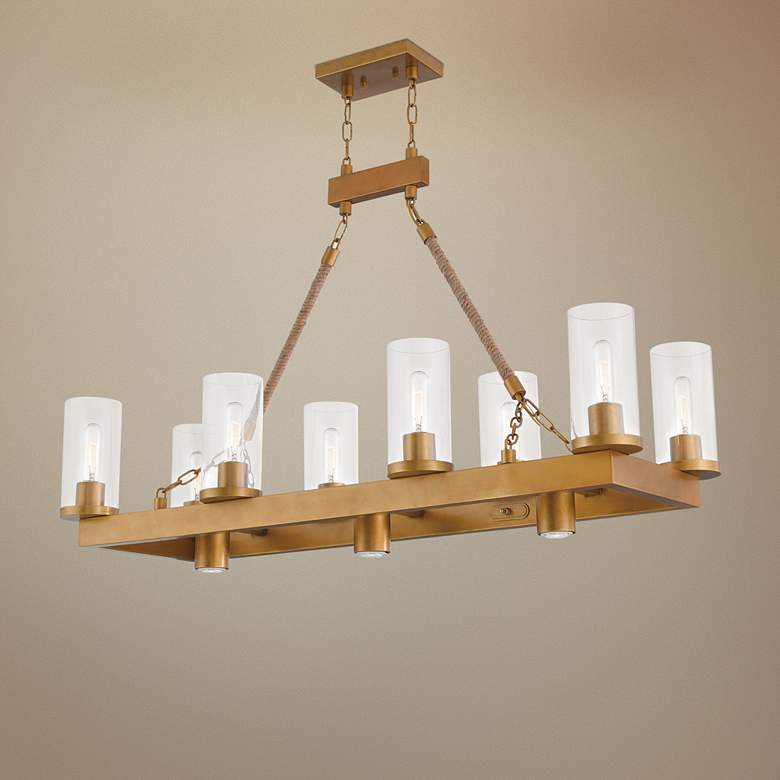 Image 1 Metuchen 44 inch Wide Aged Gold Kitchen Island Light Chandelier