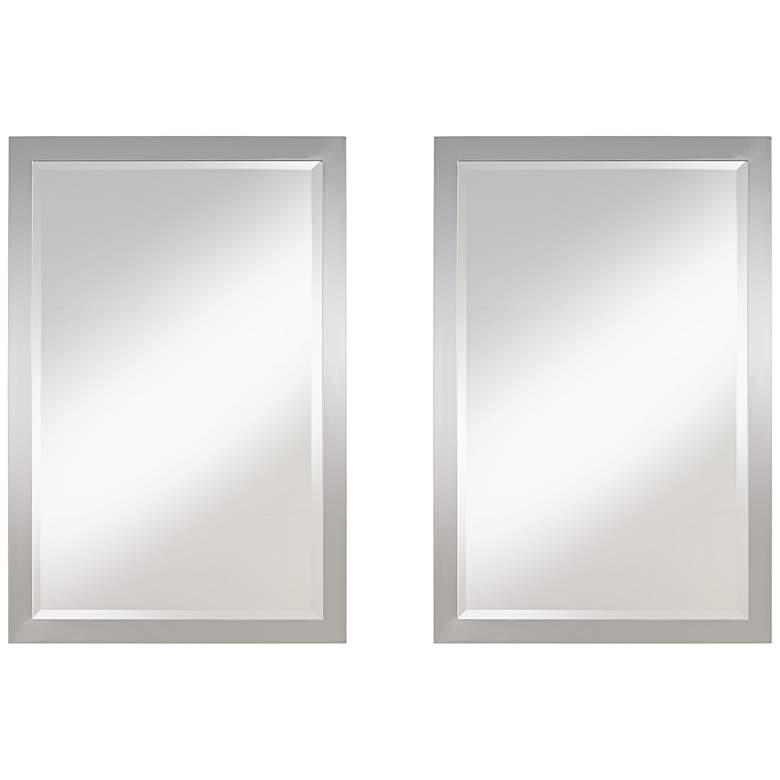 Image 1 Metzeo Chrome 22" x 33" Rectangular Wall Mirrors Set of 2