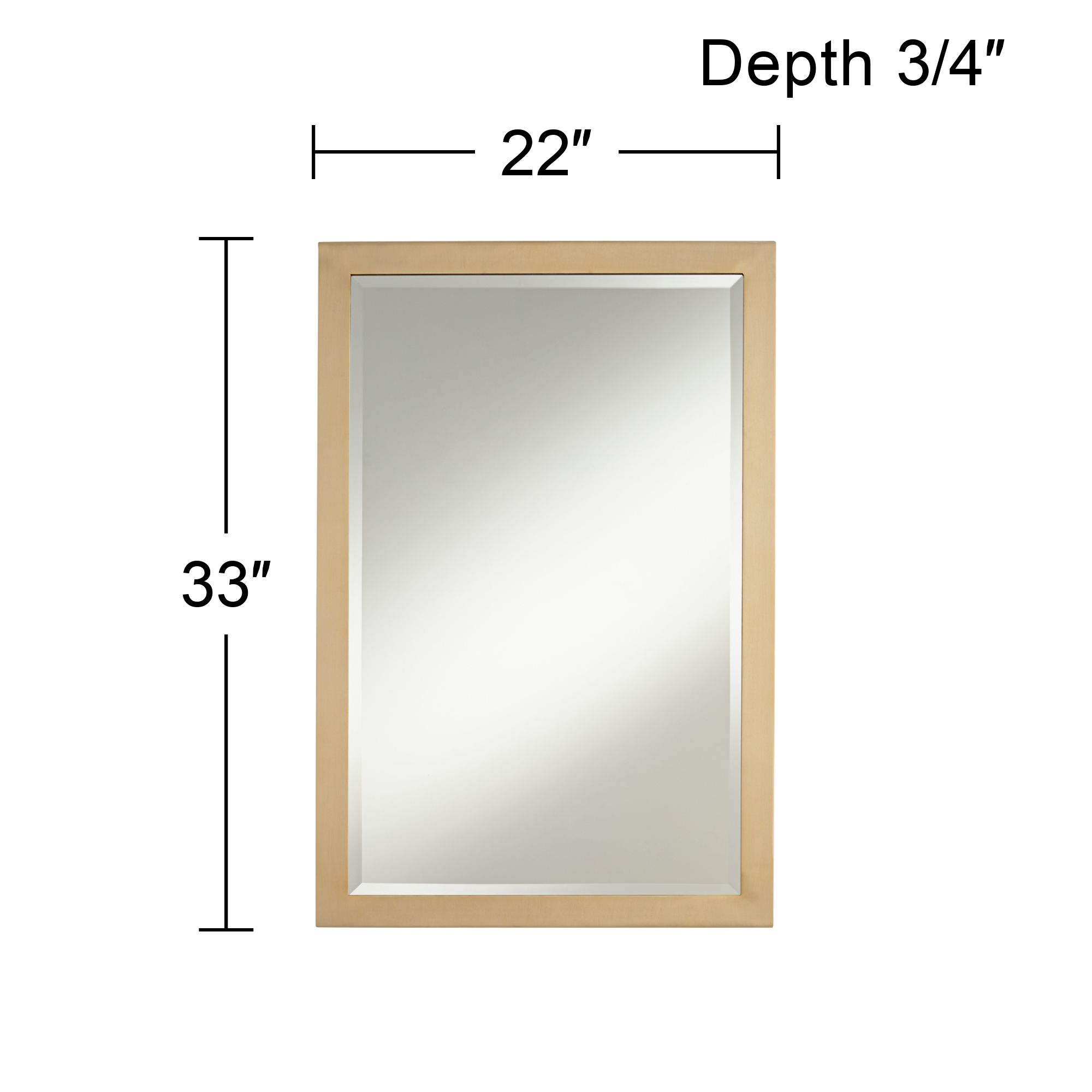 Image 6 Metzeo French Brass 22" x 33" Rectangular Wall Mirrors Set of 2 more views