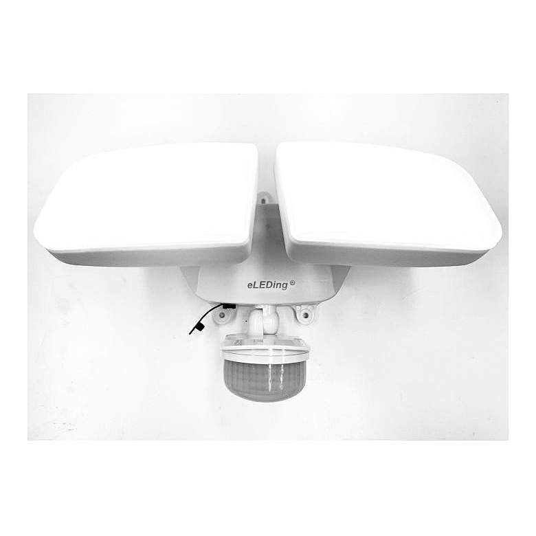 Image 1 Metzer 5 1/4" High White Solar 2-Light LED Flood Spot Light
