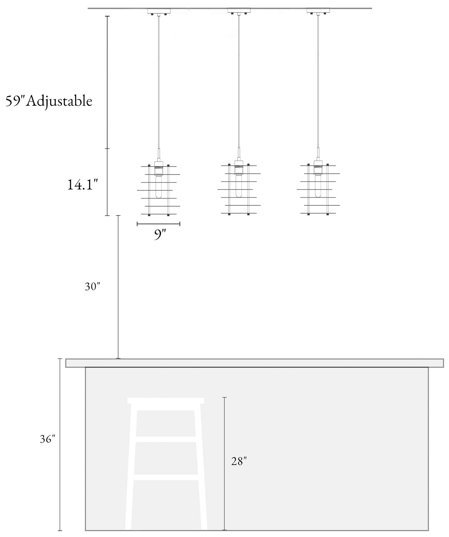 Meubelkonst 1-Light Black Gold Pendant Light