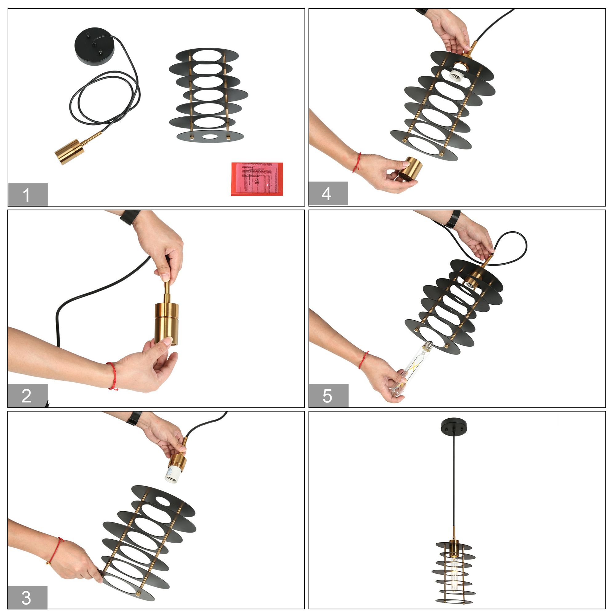 Meubelkonst 1-Light Black Gold Pendant Light