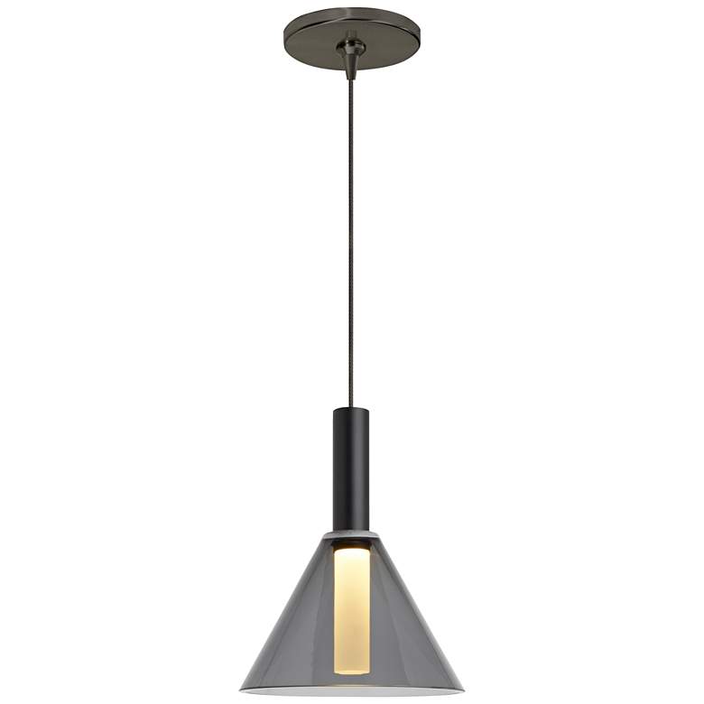 Image 1 Mezz 6 1/2 inch Wide Bronze and Smoke Glass  LED Modern Mini Pendant