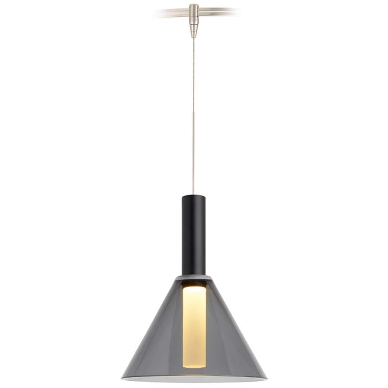 Image 1 Mezz 6 1/2" Wide Smoke Glass Black LED Monorail Mini Pendant