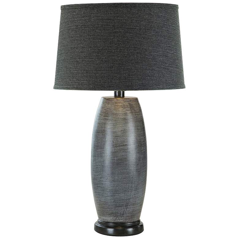 Image 1 Mezzaluna Blue Gray LED Table Lamp with Gray Shade