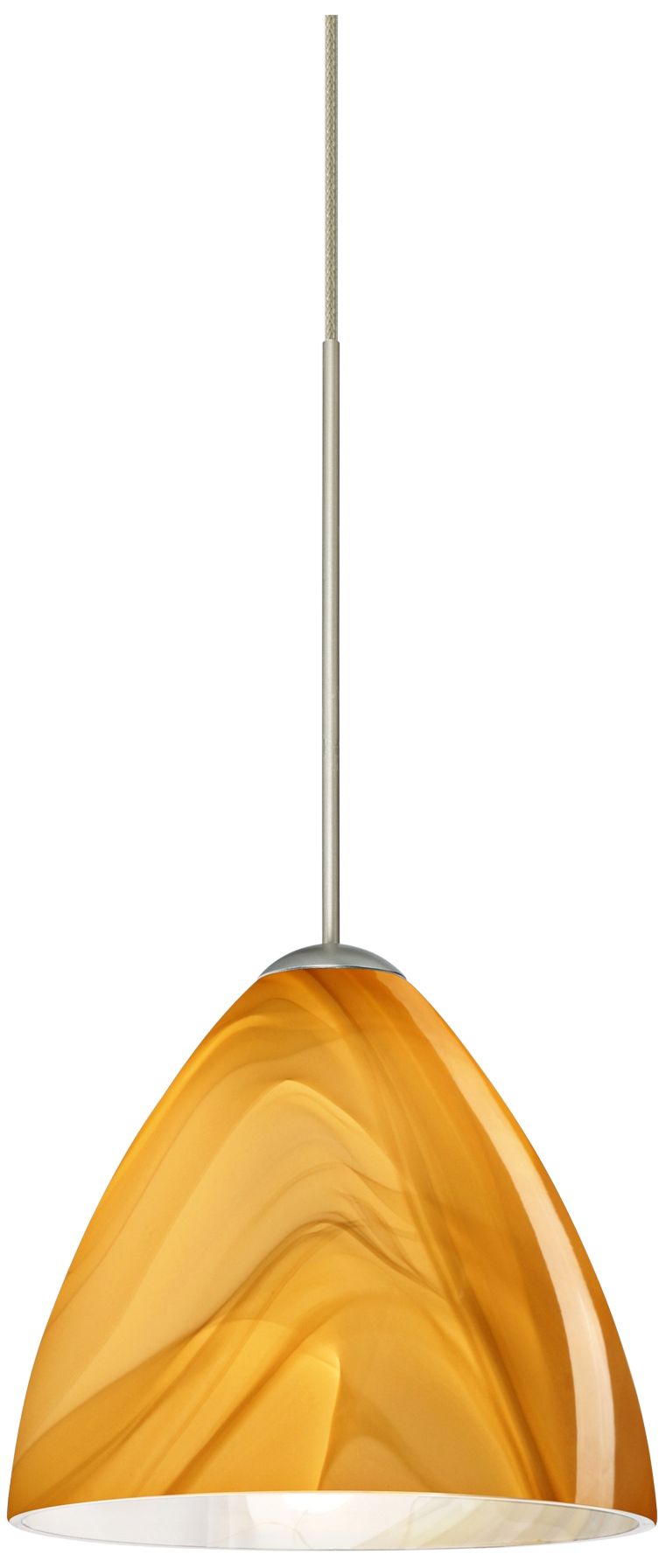 Mia 5" Wide Honey/Satin Nickel Mini Pendant
