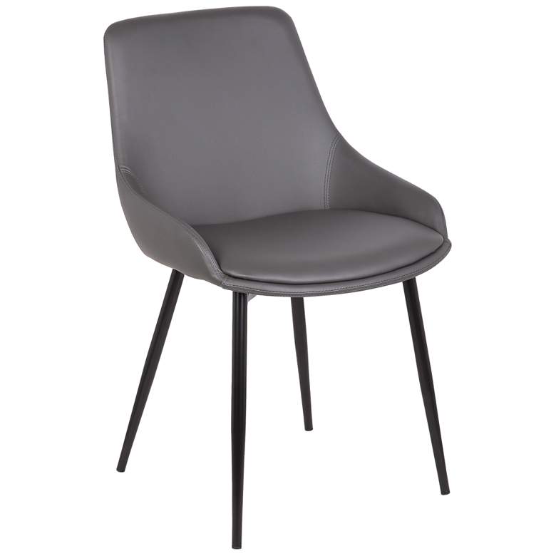 Image 1 Mia Dining Chair in Gray Faux Leather and Black Powder Coated Finish