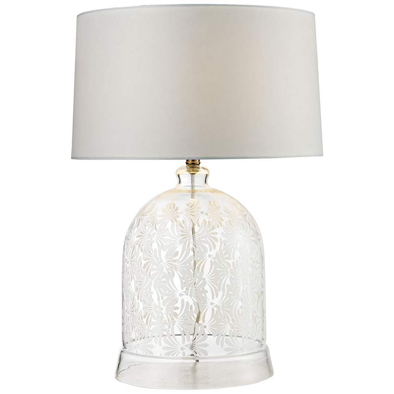 Image 1 Mia Landscape Painted Bell Clear and White Glass Table Lamp