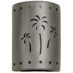 Miage-flats-13-inch-high-ceramic-pewter-up/down-LED-outdoor-wall-light