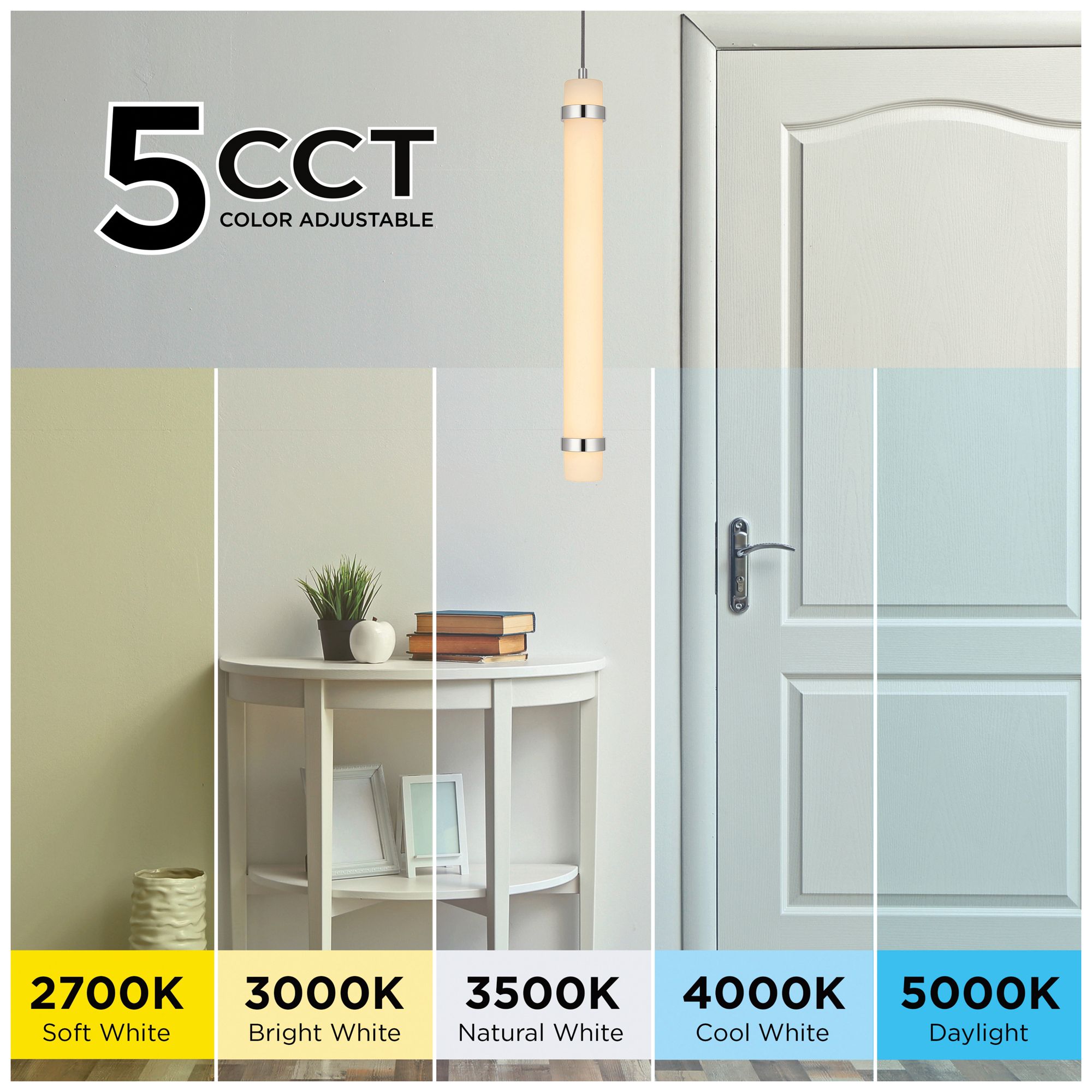 Image 6 Miami 15" High Polished Chrome LED Pendant more views