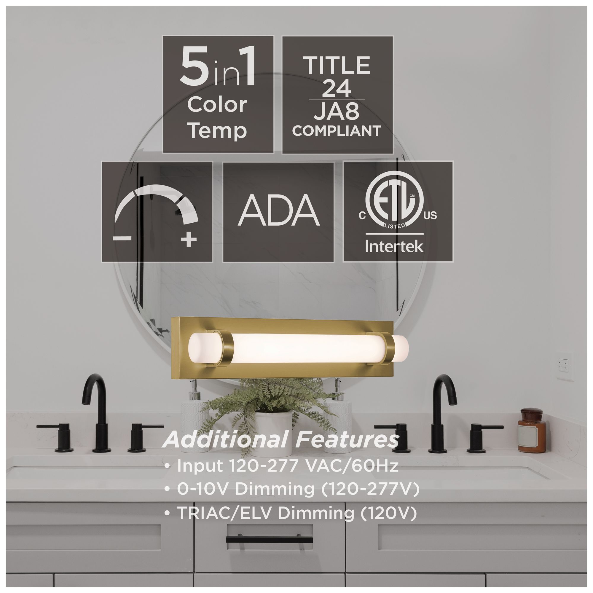 Image 7 Miami 18" Wide Light Antique Brass LED Vanity more views