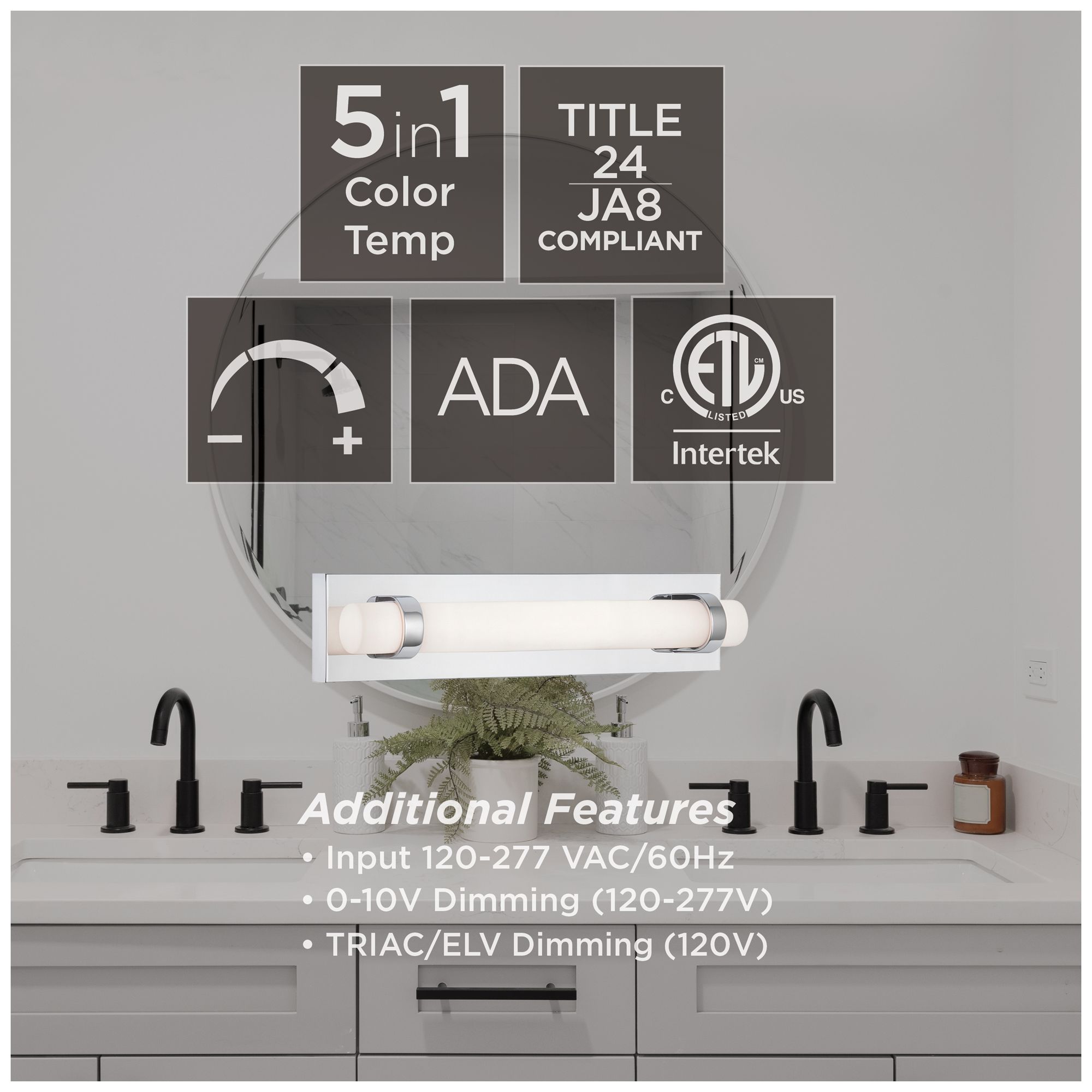Image 7 Miami 18" Wide Polished Chrome LED Vanity more views