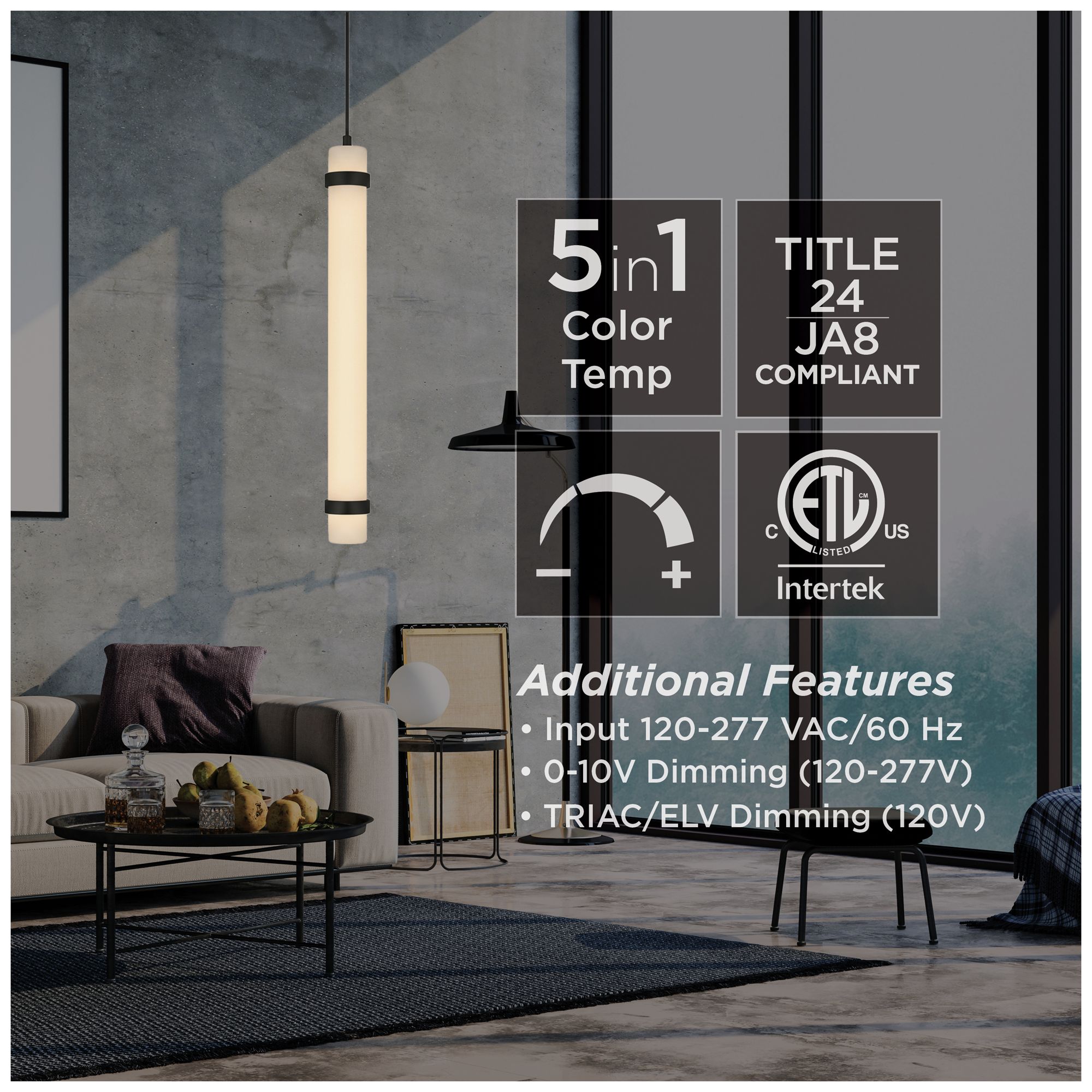 Image 7 Miami 24" High Black LED Pendant more views