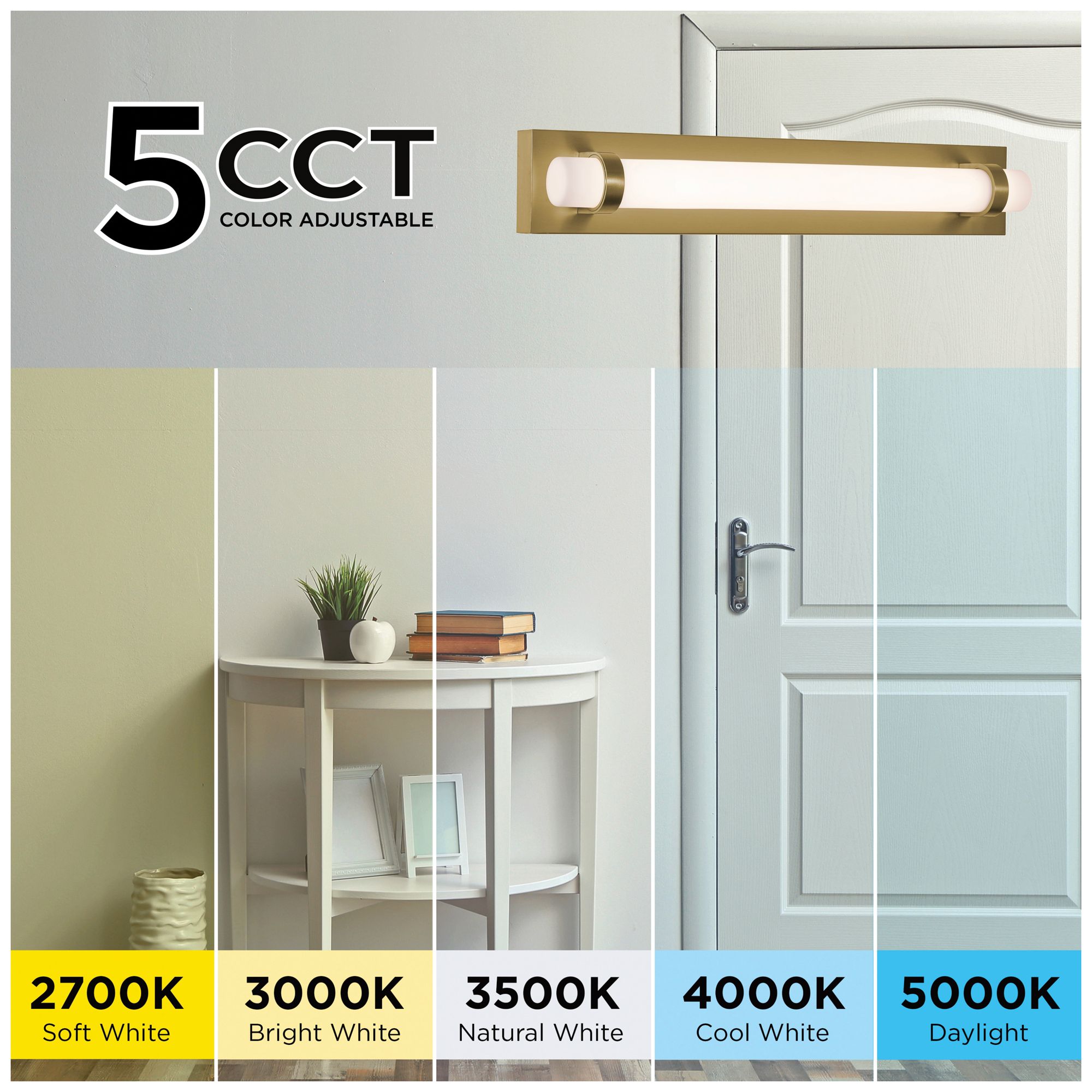 Image 6 Miami 24" Wide Light Antique Brass LED Vanity more views