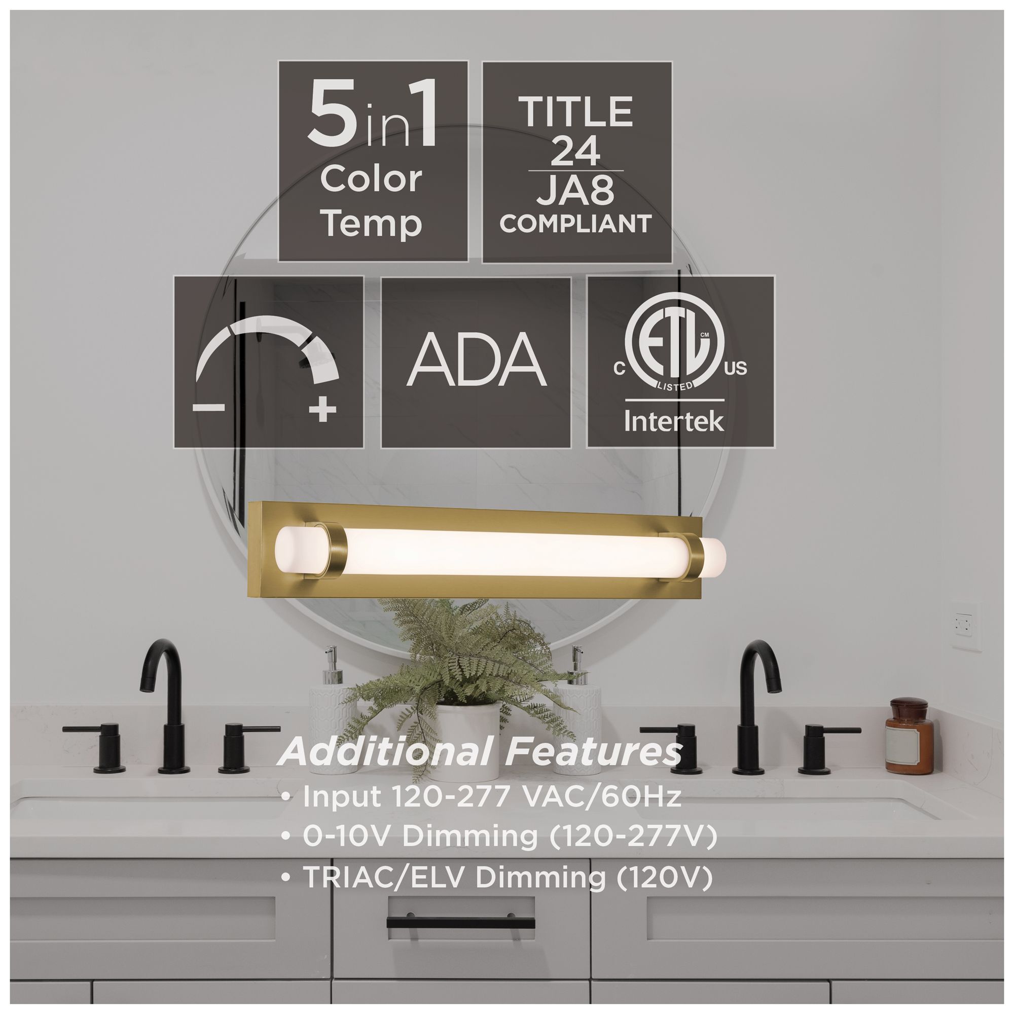 Image 7 Miami 24" Wide Light Antique Brass LED Vanity more views