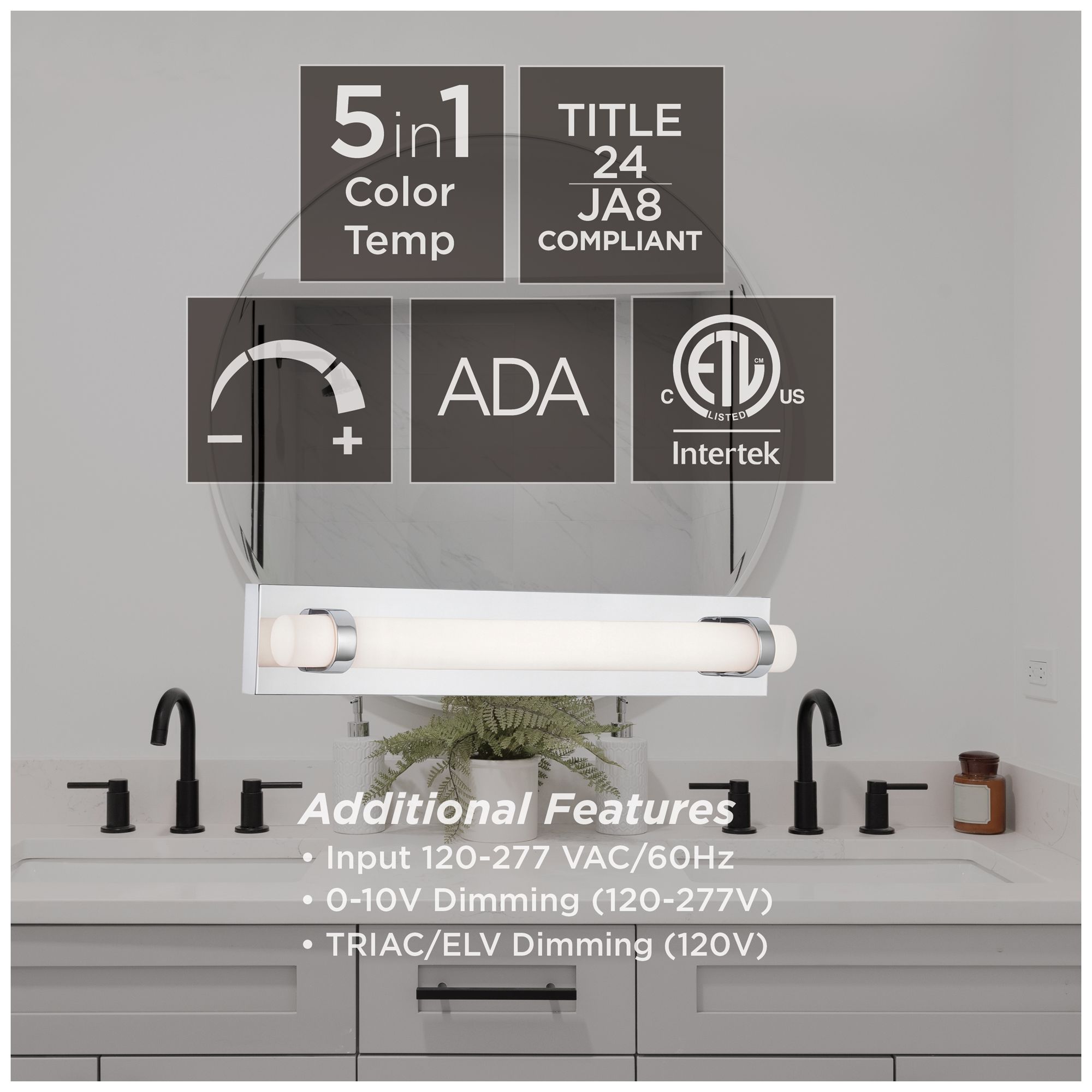 Image 7 Miami 24" Wide Polished Chrome LED Vanity more views
