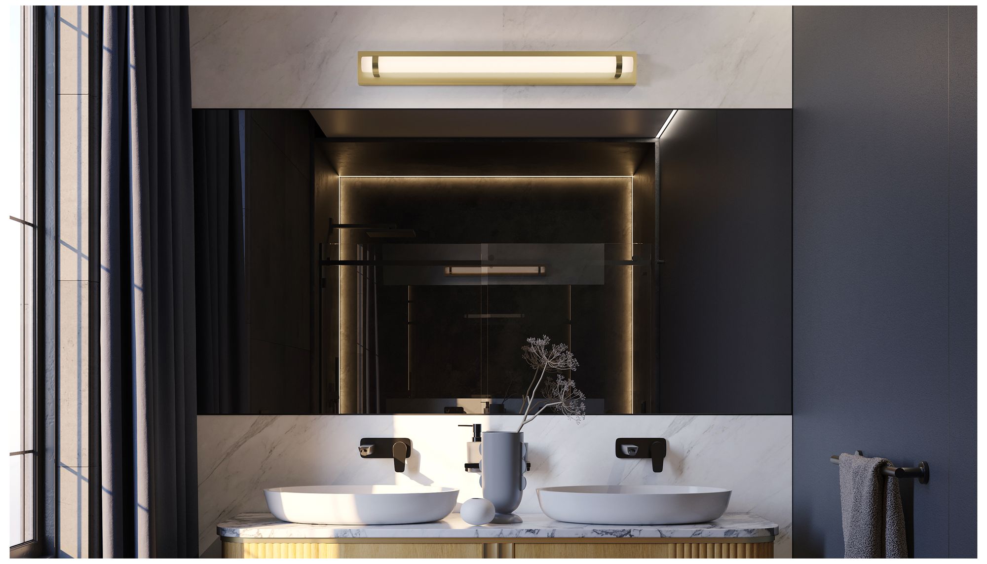 Thumbnail4 of Miami 36" Wide Light Antique Brass LED Vanity more views