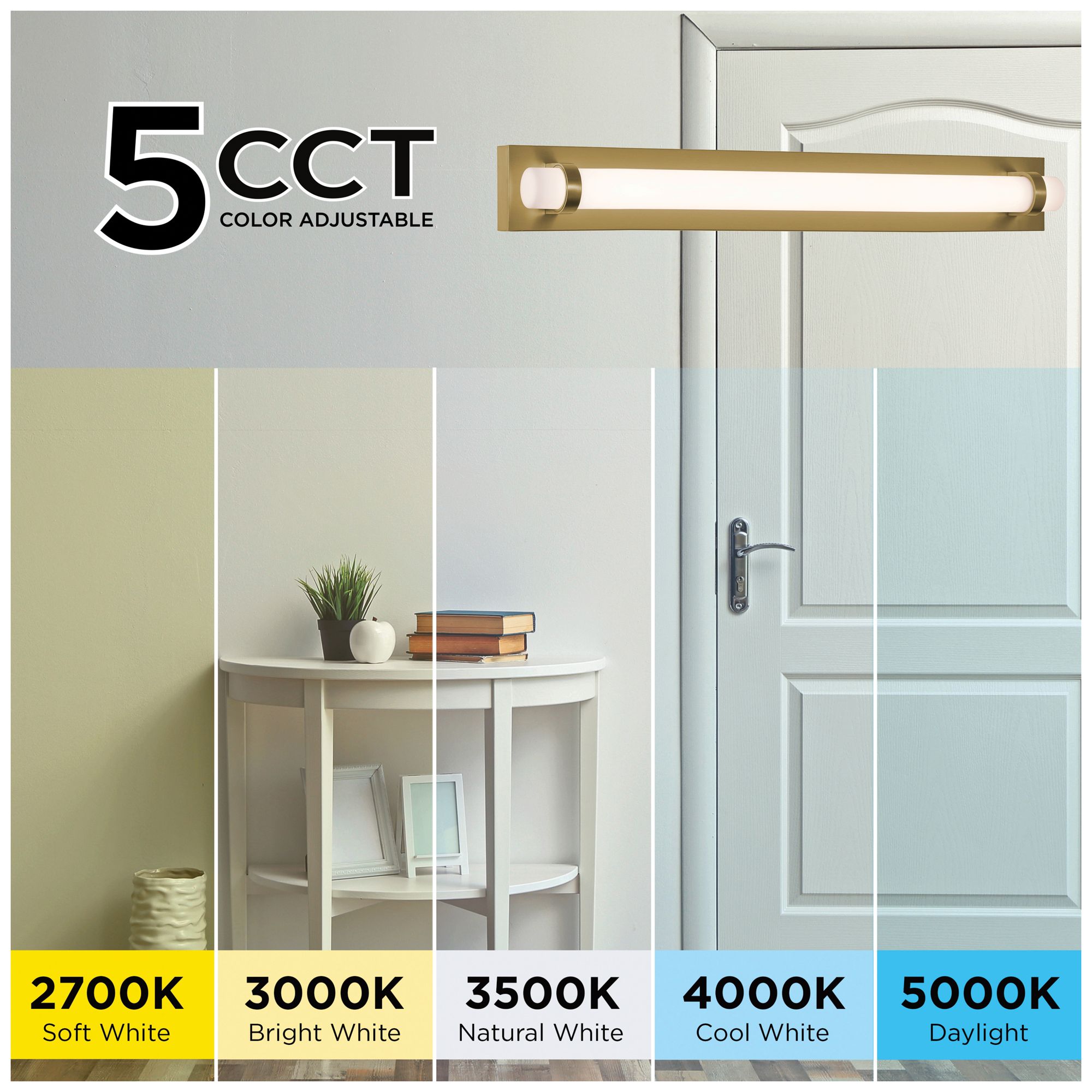 Miami 36" Wide Light Antique Brass LED Vanity