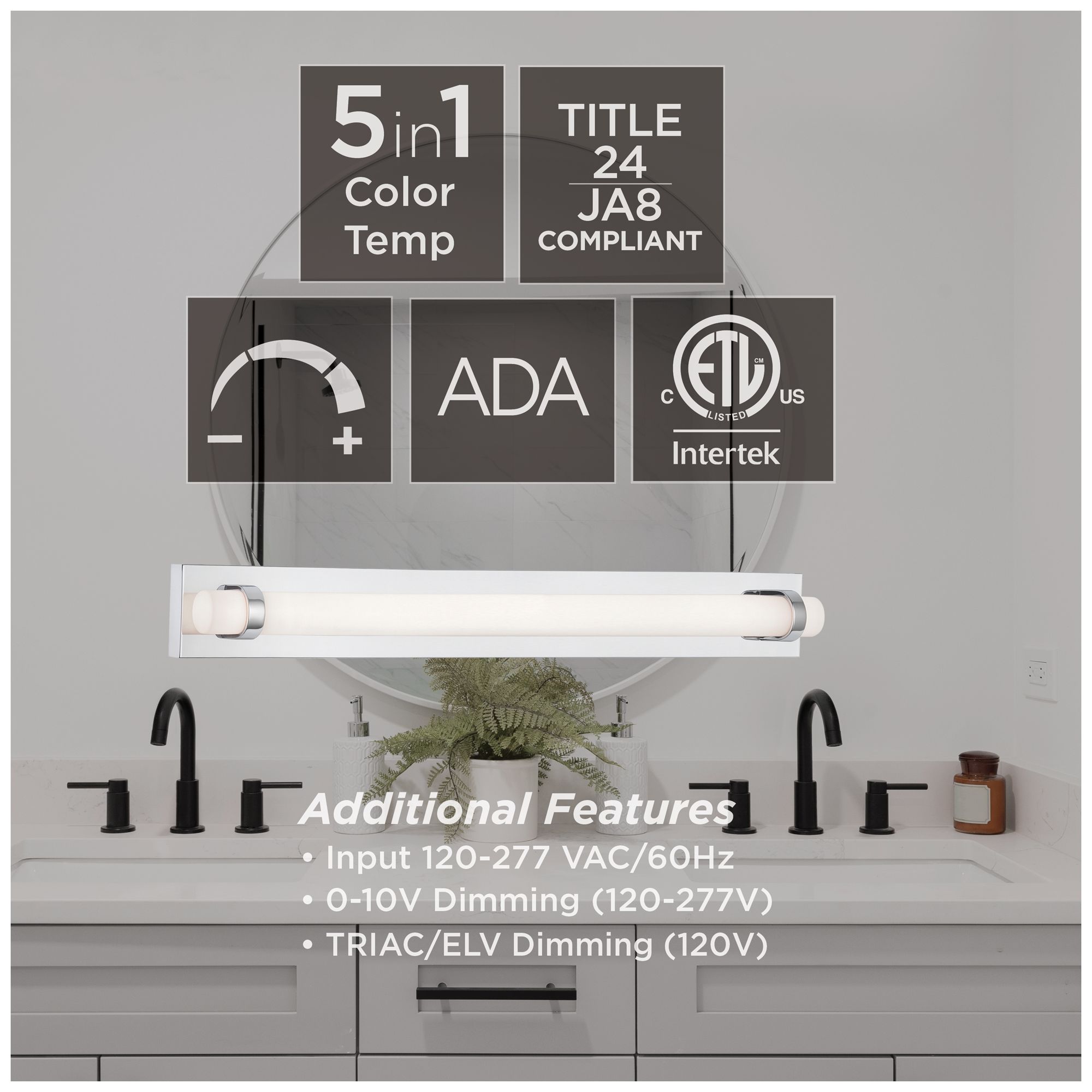 Image 7 Miami 36" Wide Polished Chrome LED Vanity more views