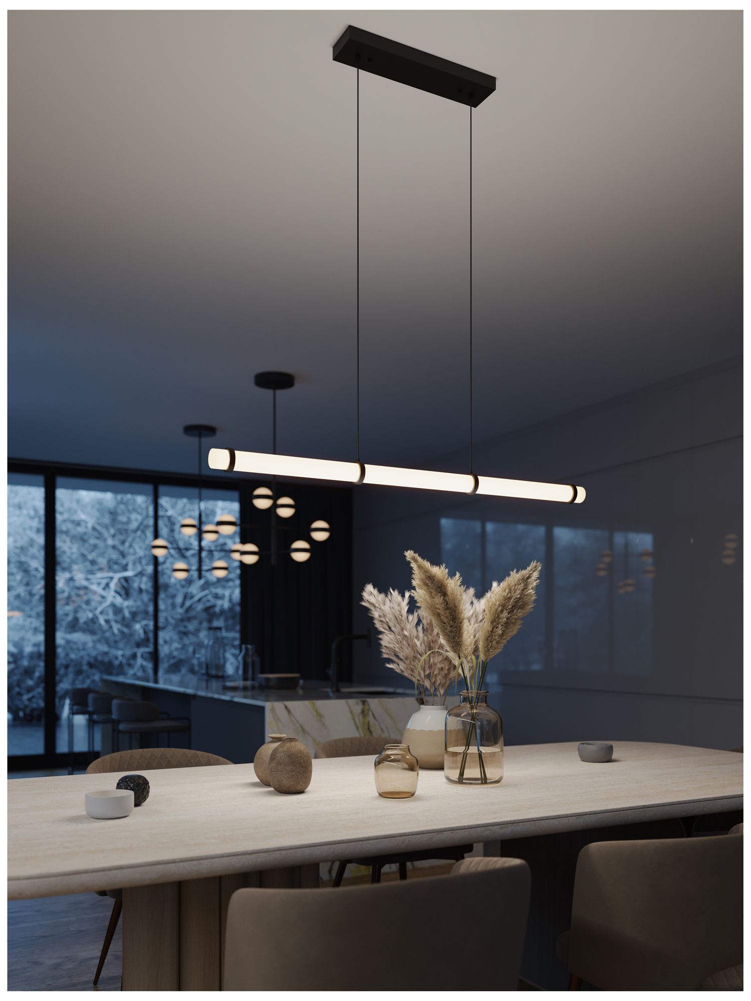 Thumbnail3 of Miami 48" Wide Black LED Linear Pendant more views