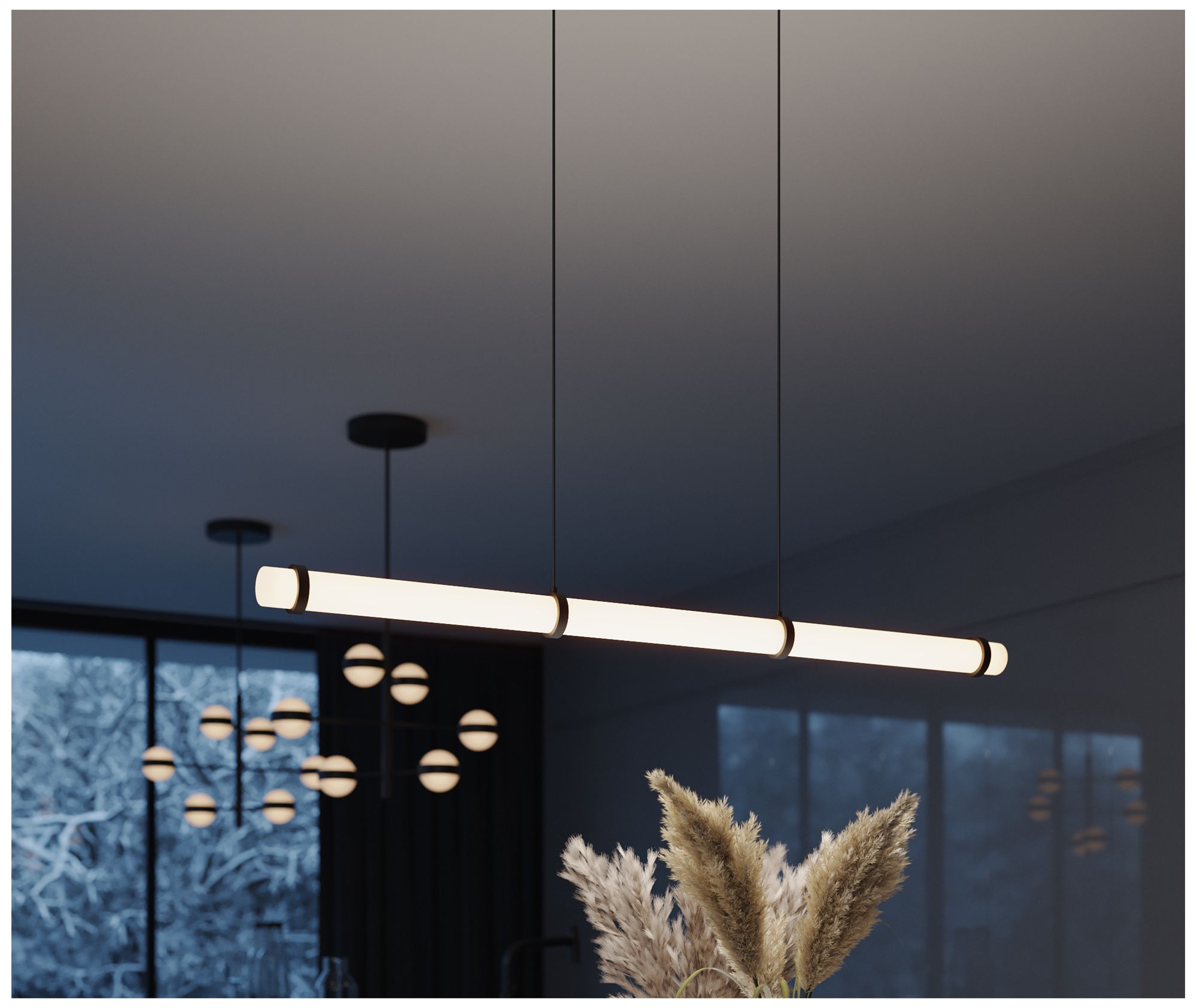 Miami 48" Wide Black LED Linear Pendant
