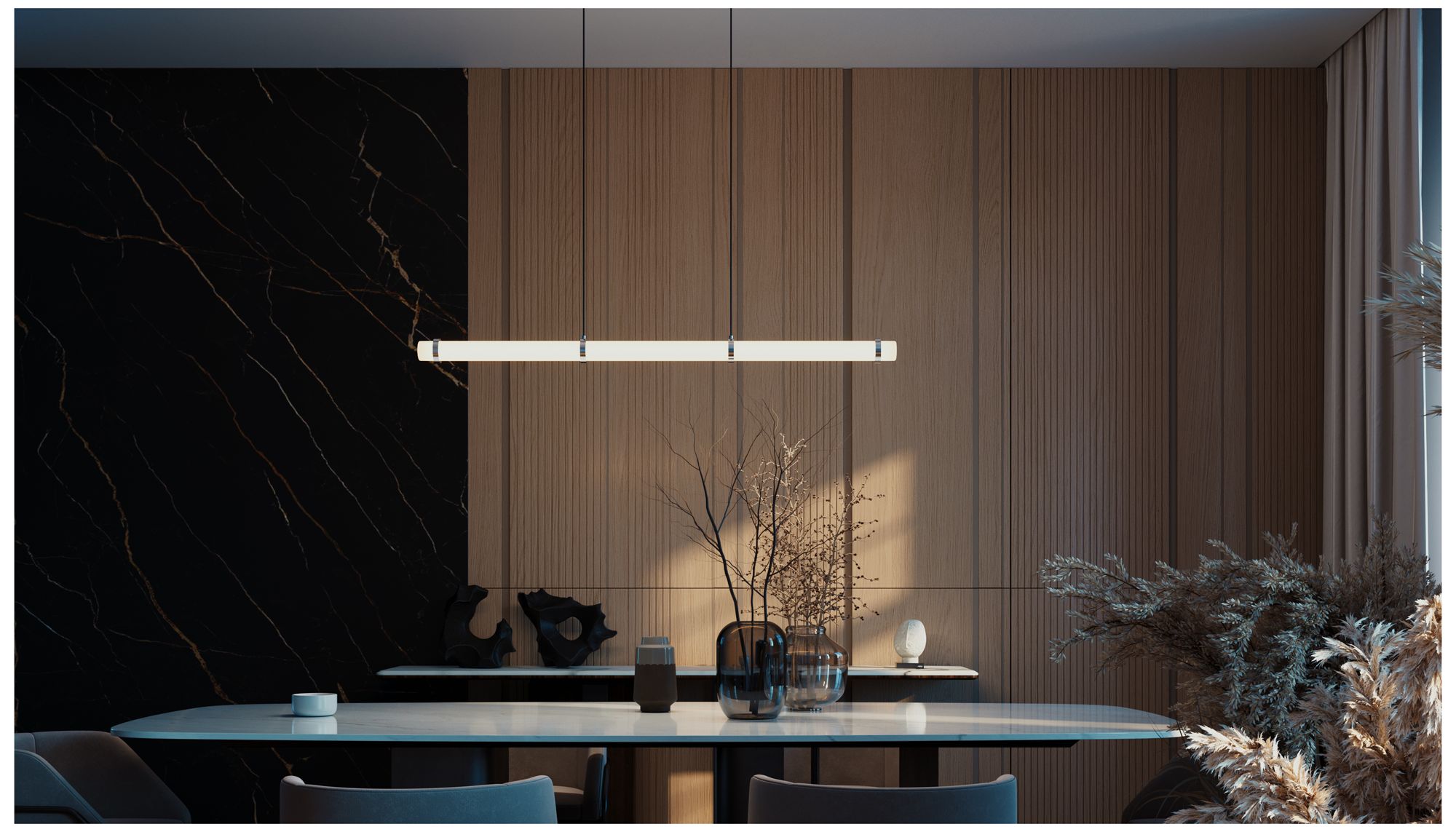 Image 4 Miami 48" Wide Polished Chrome LED Linear Pendant more views