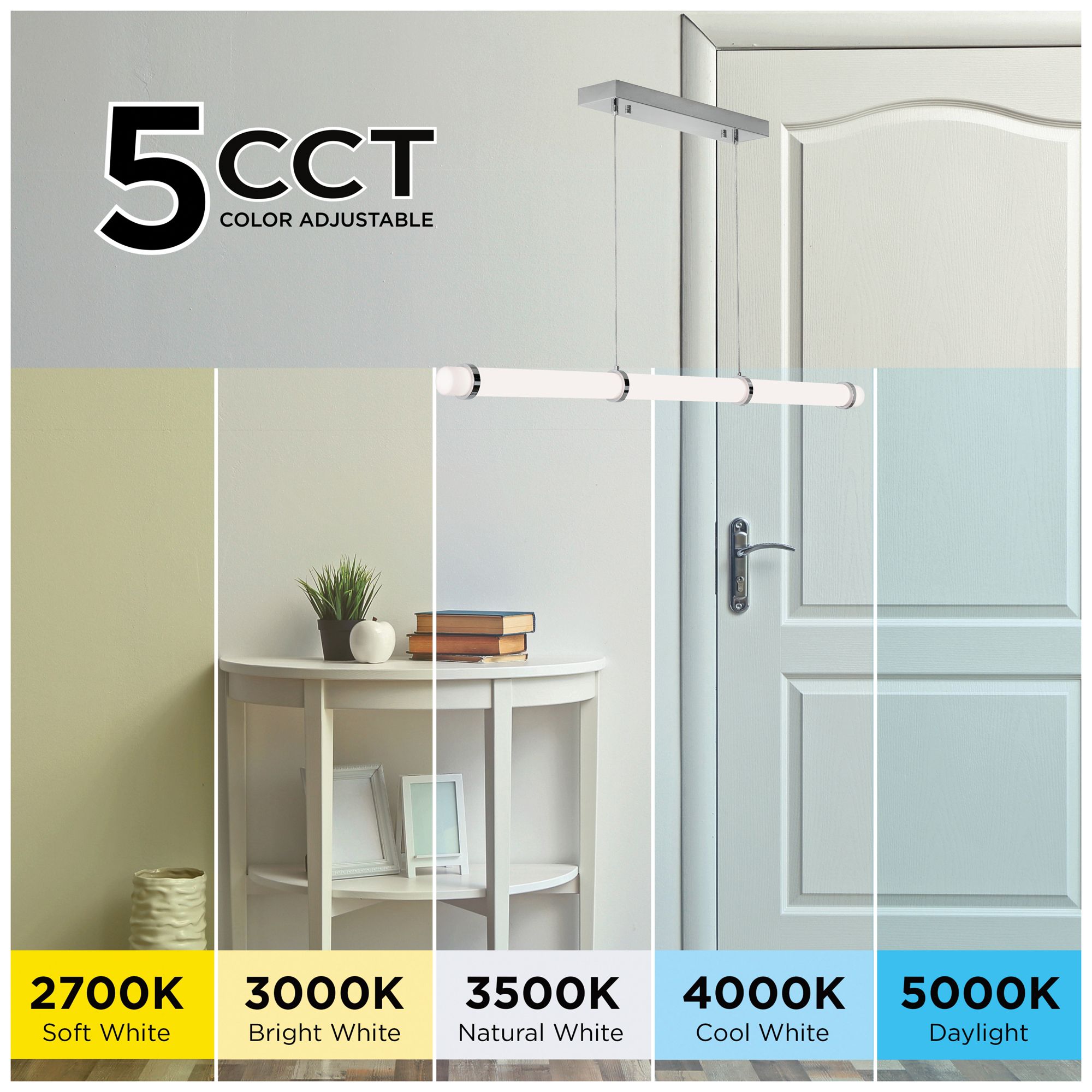 Image 6 Miami 48" Wide Polished Chrome LED Linear Pendant more views