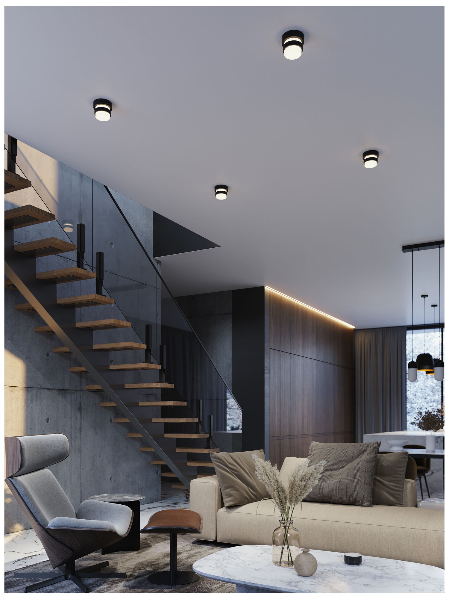 Image 3 Miami 5" Wide Black LED Flush Mount more views