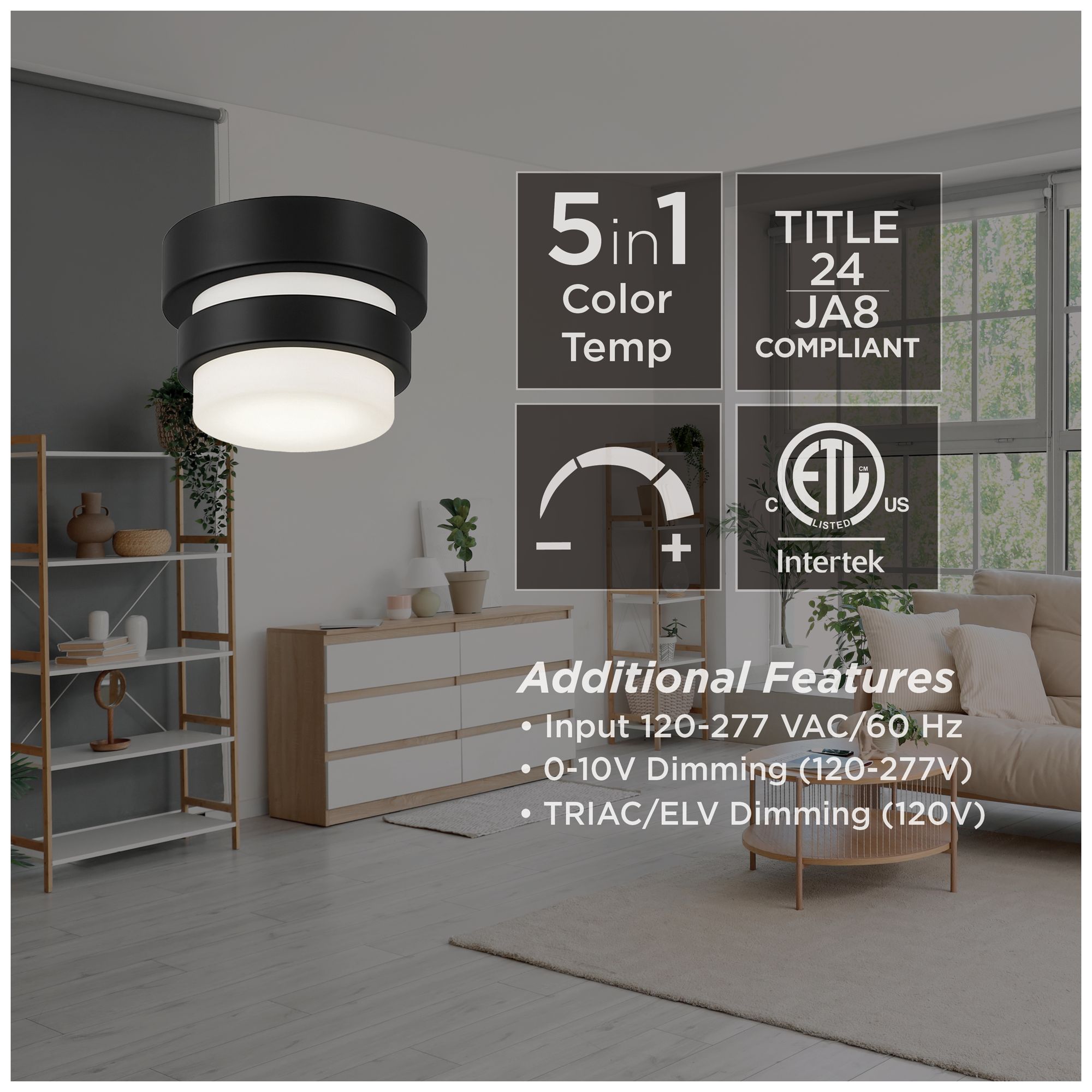 Image 6 Miami 5" Wide Black LED Flush Mount more views