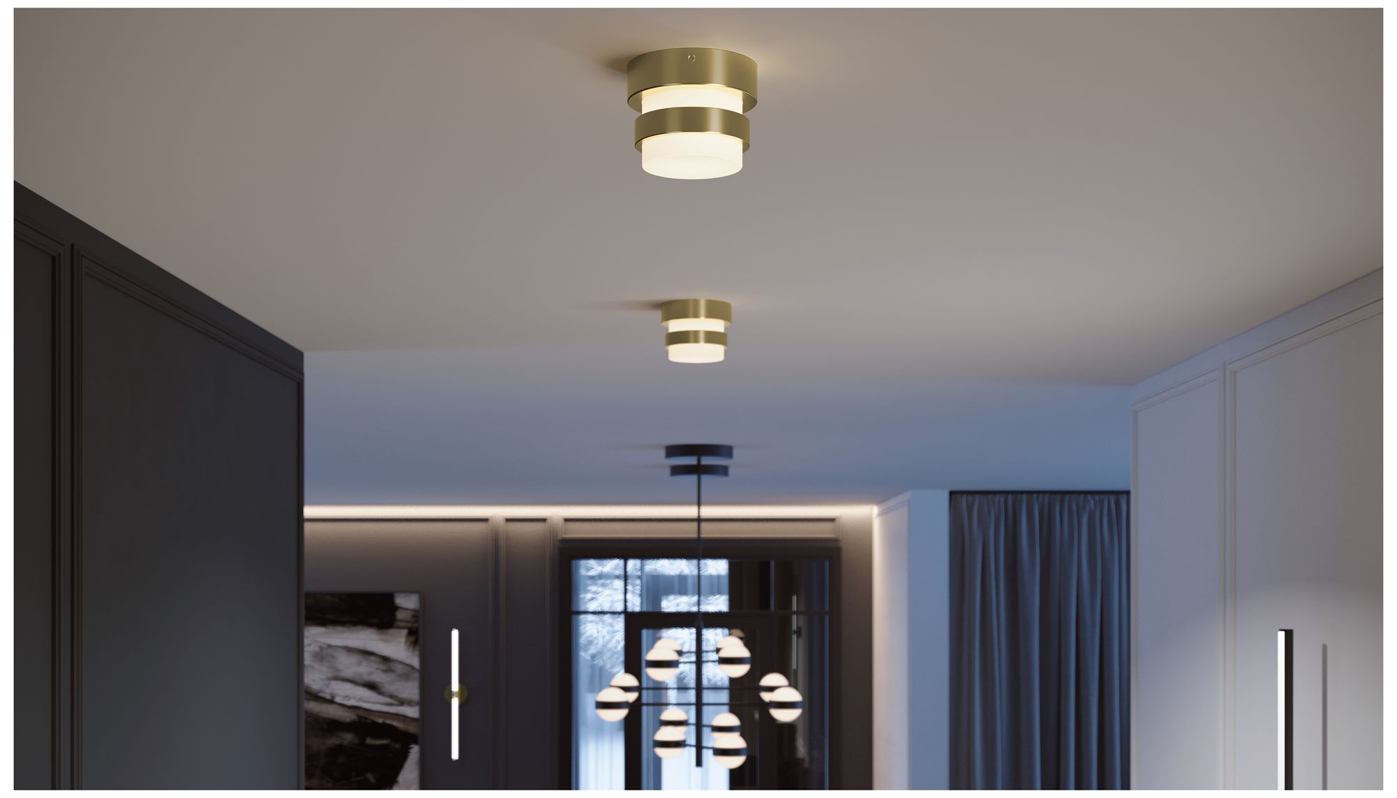 Image 4 Miami 5" Wide Light Antique Brass LED Flush Mount more views