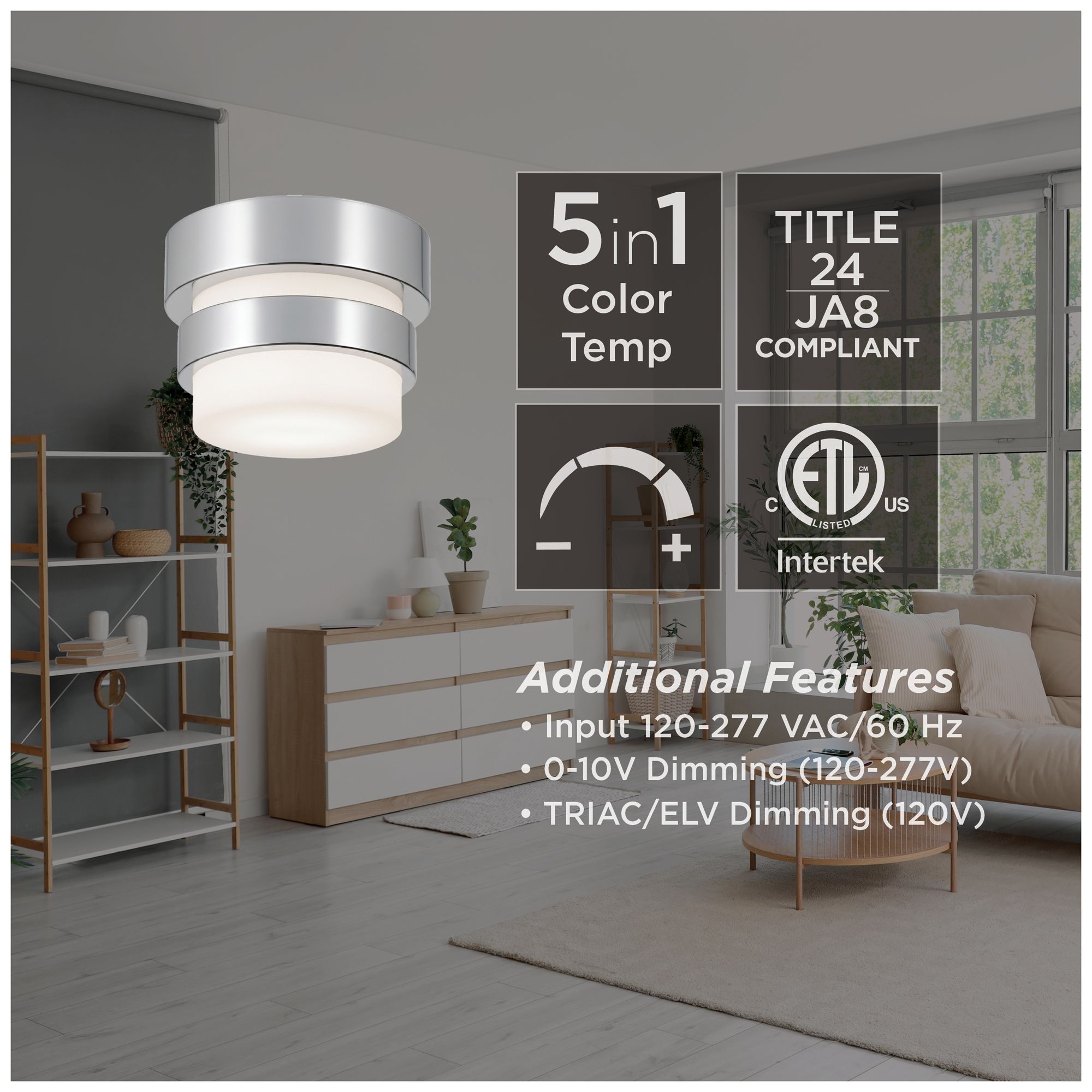 Image 6 Miami 5" Wide Polished Chrome LED Flush Mount more views