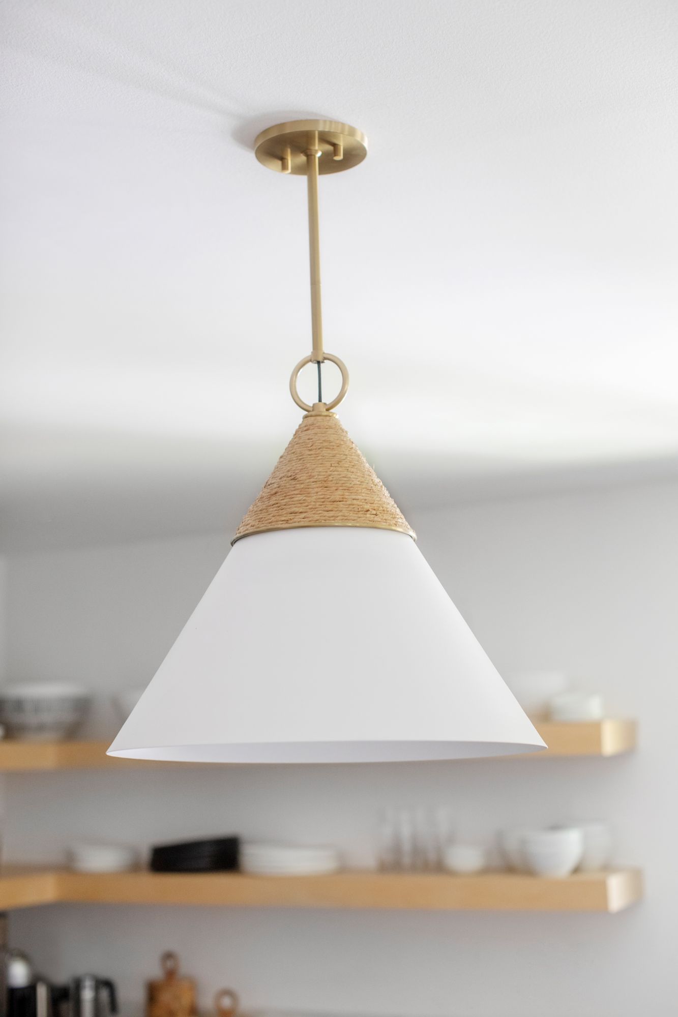 Mica Aged Brass 1 Light Pendant in scene
